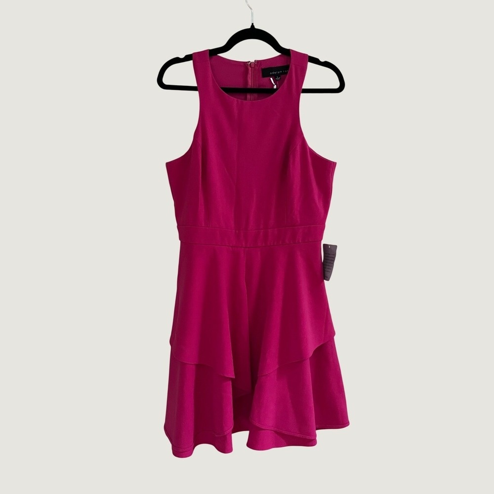NWT Adelyn Rae Magenta Pink Sleeveless Tiered Ruffle Fit & Flare Dress